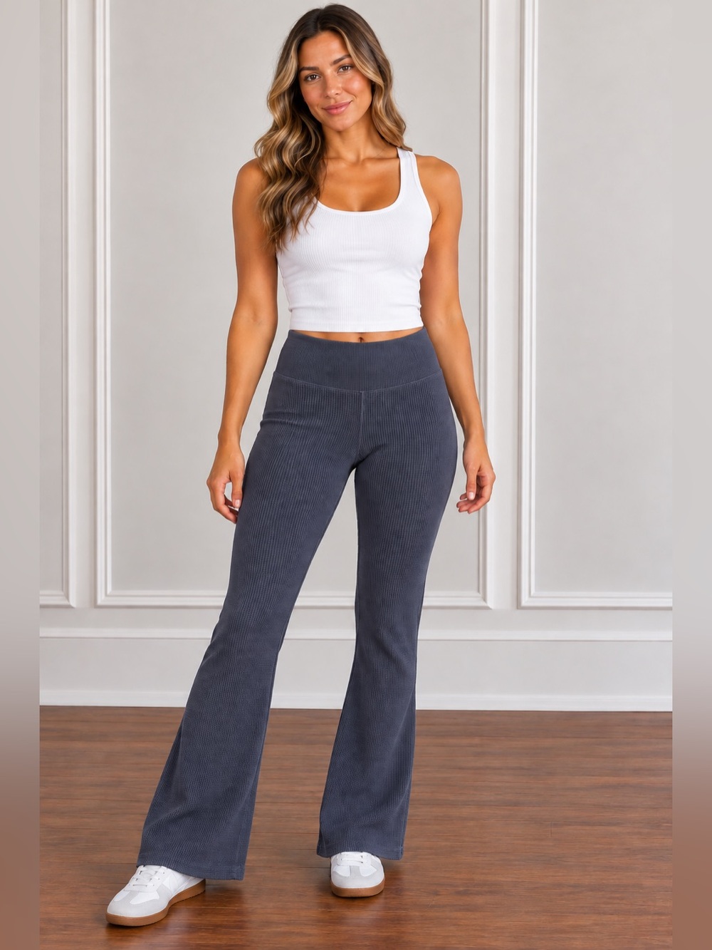 Hollister Ribbed Flare Leggings - Slate Blue